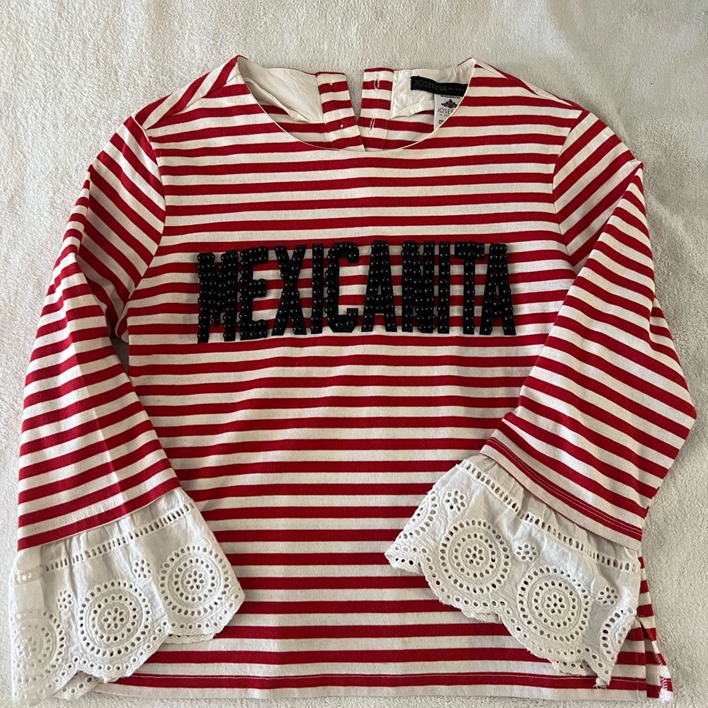 Red and White Striped Mexicanita Women's Blouse